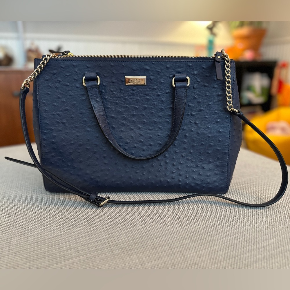 KATE SPADE Bristol Drive Ostrich Loden French Navy
